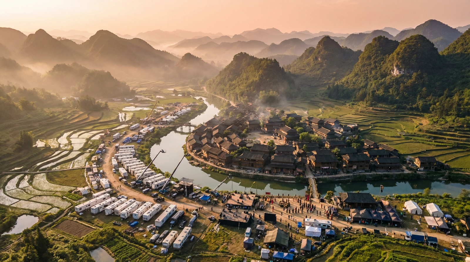 糖心海角社区栏目航拍外景拍摄基地全景